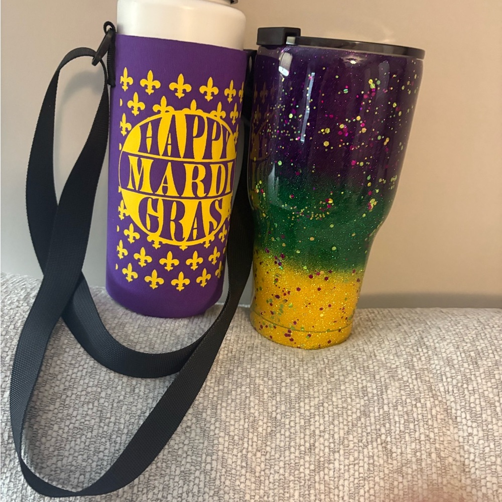 Festive Mardi Gras Tumblers - Purple, Green, and Yellow